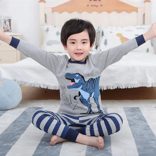 Boys 2pc Blue/Grey T-Rex Dinosaur Pyjamas 3-12yrs 10202075 - Snuggle Time