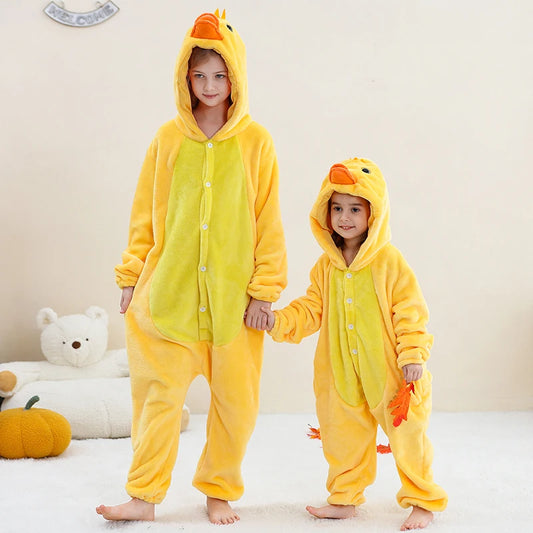 Kids Thick Hooded Yellow Duck Onesie 2-11yrs 10205135 - Snuggle Time