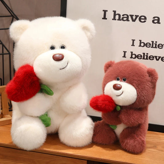 25/35/45cm Plush Teddy Bear with Heart Rose 3 Colours 11201055 - Snuggle Time