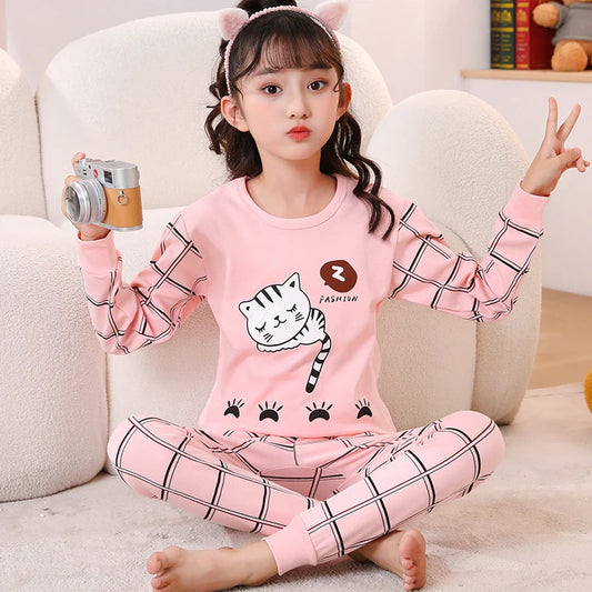 Girls Pink Sleepy Fashion Cat 2pc Pyjamas 3-12yrs 10202068 - Snuggle Time