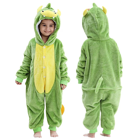 Kids Thick Hooded Green Monster Onesie 2-11yrs 10205141 - Snuggle Time
