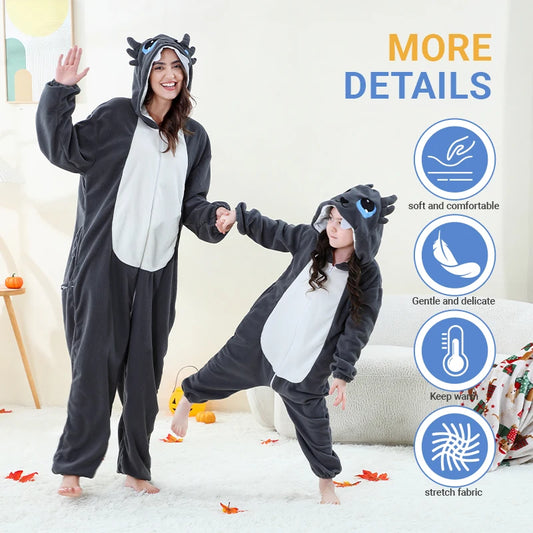Family Dress-up Red or Black Dragon Thick Onesie 3yrs-XL Adult 10205152 - Snuggle Time