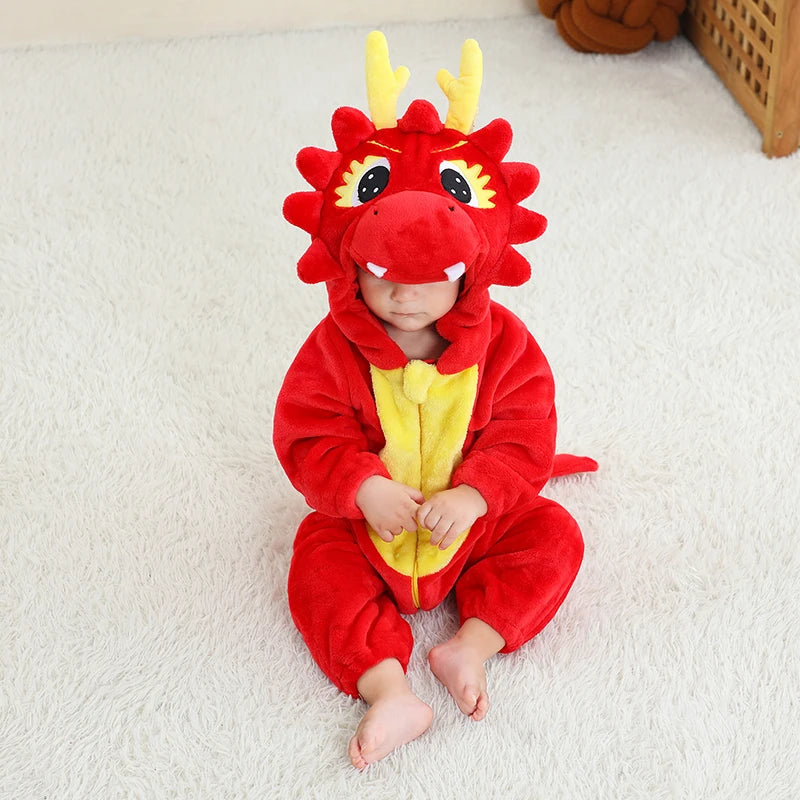 Babies Red Dragon Hooded Onesie 2-36mth 10205125 - Snuggle Time