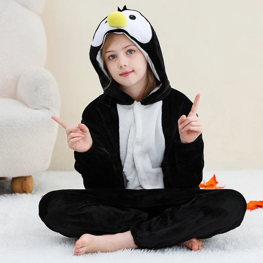 Kids Thick Hooded Penguin Onesie 2-11yrs 10205137 - Snuggle Time