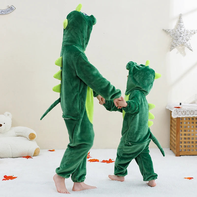 Kids Thick Hooded Dinosaur Onesie 2-11yrs 10205134 - Snuggle Time