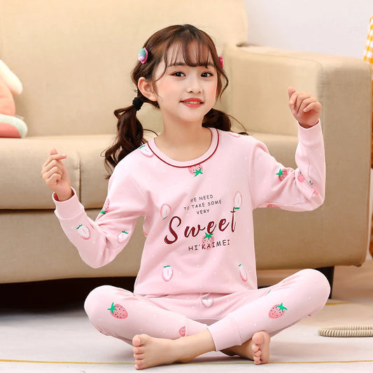Girls 2pc Pink Strawberry Design Pyjamas 3-12yrs 10202076 - Snuggle Time