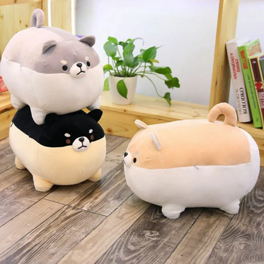 30/40/50cm Round Chubby Plush Dog 3 Colours 11201019 - Snuggle Time